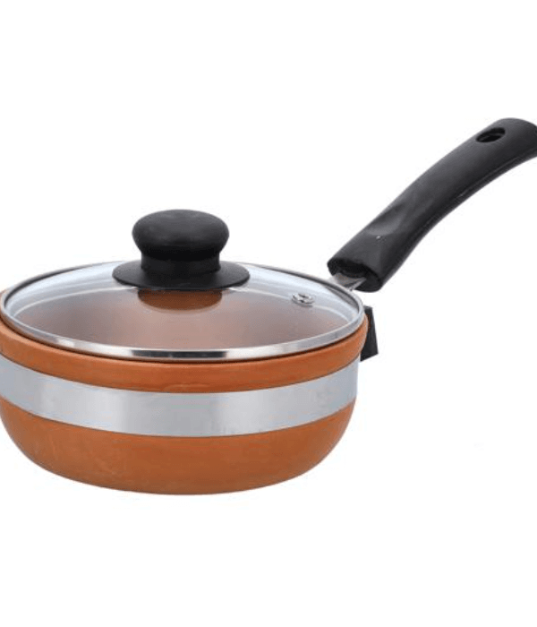 Small Clay Sauce Pan/Glass Lid 500Ml1x10