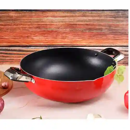 Royalford 26cm Non Stick Wok Pan - Red