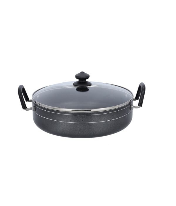 32CM Nonstick Shallow Pot Glass Lid 1X8