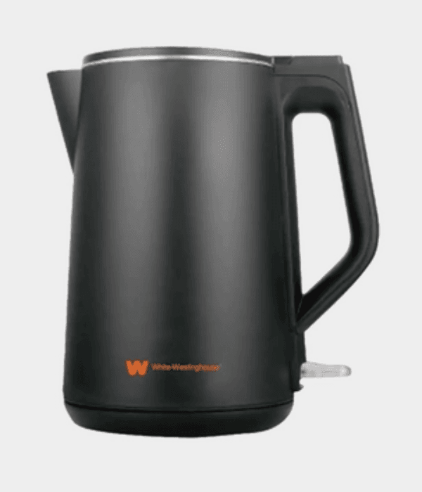 WHITE-WESTINGHOUSE   KETTLE 2200W. 1.5L.  DOUBLE LAYER BODY. DRY BOIL PROTECTION. BLACK COLOUR