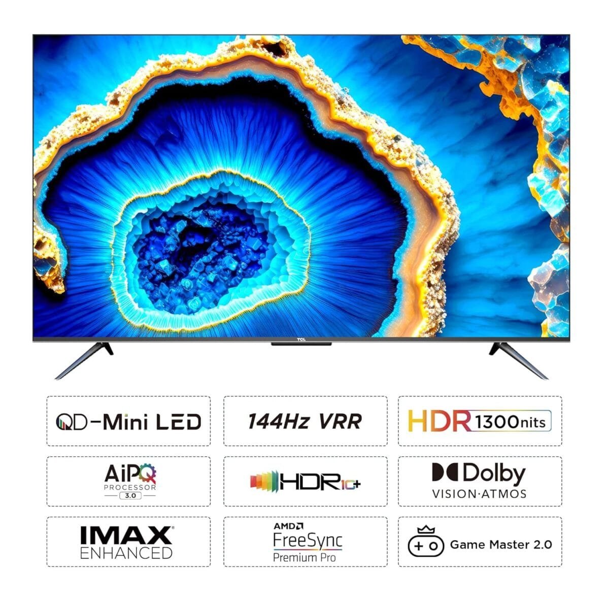 TCL 75PREMIUM QD-MINI LED PRO GOOGLE TV/2000+ LDZ/ 3500 NITS/ ONKYO SPEAKERS 2.2.2 CH/144Hz GAME MASTER 2.0VRR/AiPQ 3.0/HDR 10+/IMAX enhanced /( DOLBY VISION ATMOS)/ONKYO SPEAKERS/.
