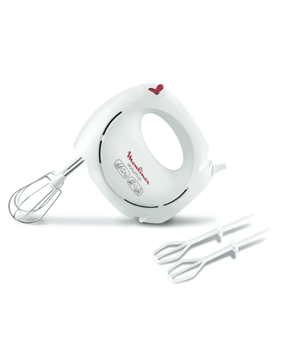 MOULINEX HAND MIXER 200W, 2 SPEEDS, 2  SSTEEL WHISKS, 2 PLASTIC WHISKS.