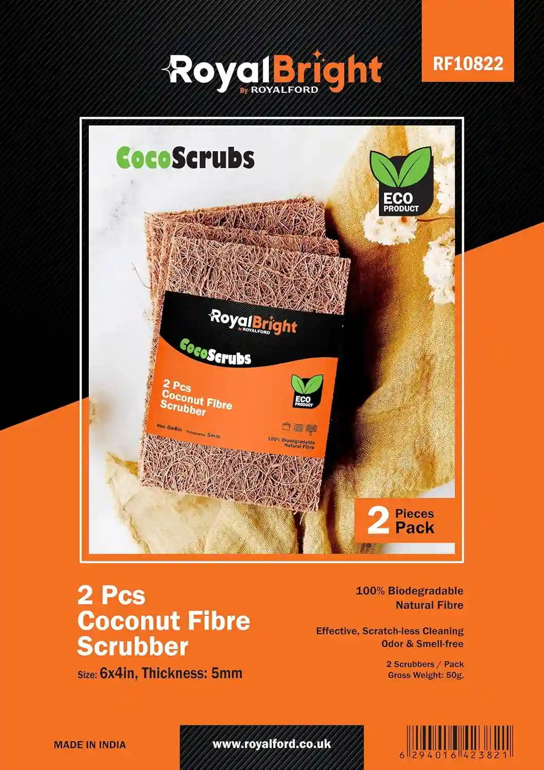RoyalFord 2 Pcs Coconut Fibre Scrubber