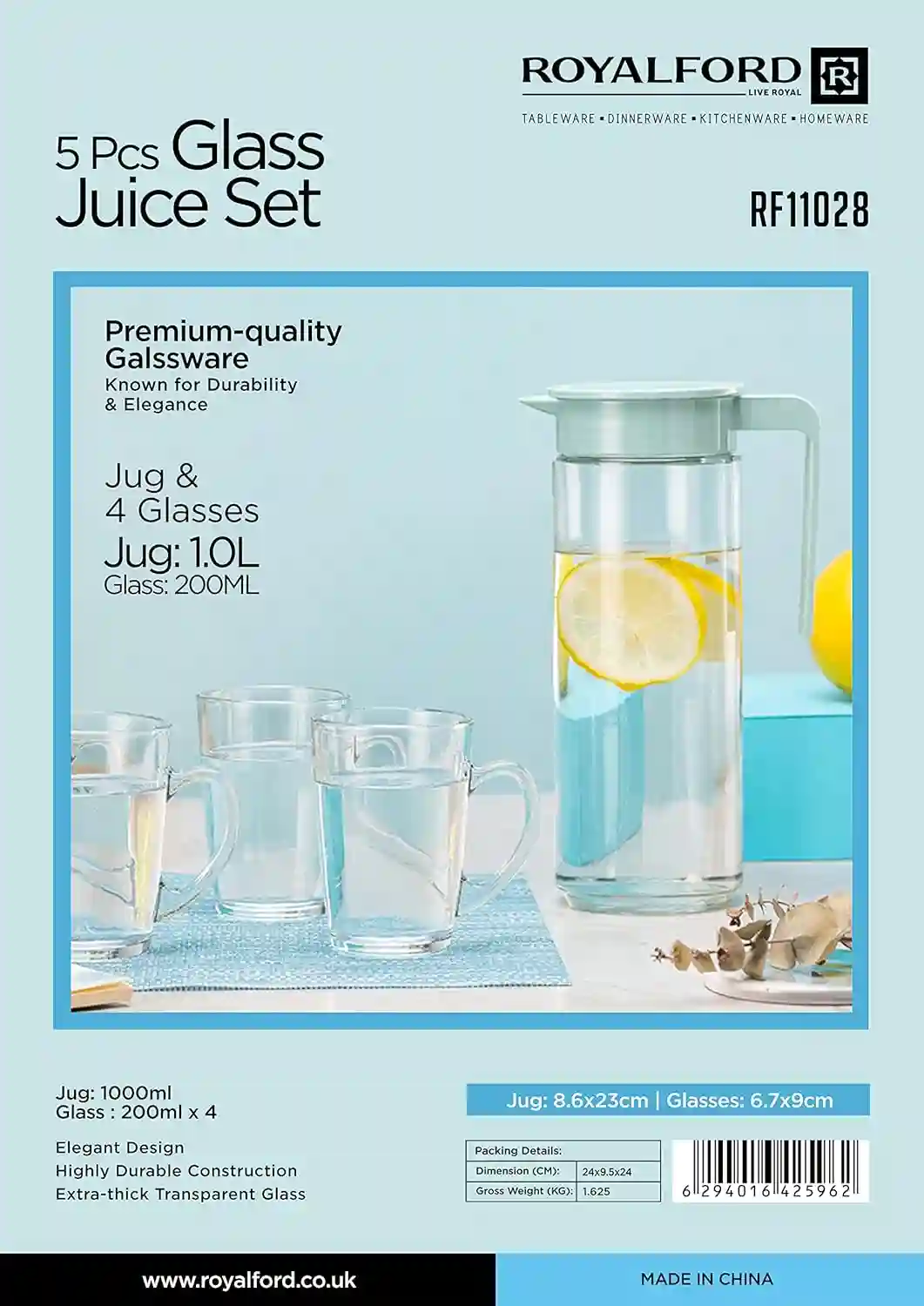 Royalford 5-Piece Glass Juice Set