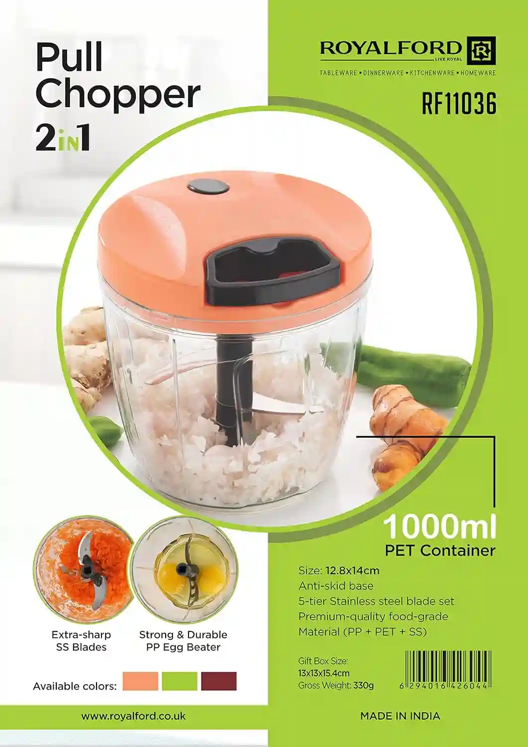 Royalford 2 In 1 Pull Chopper