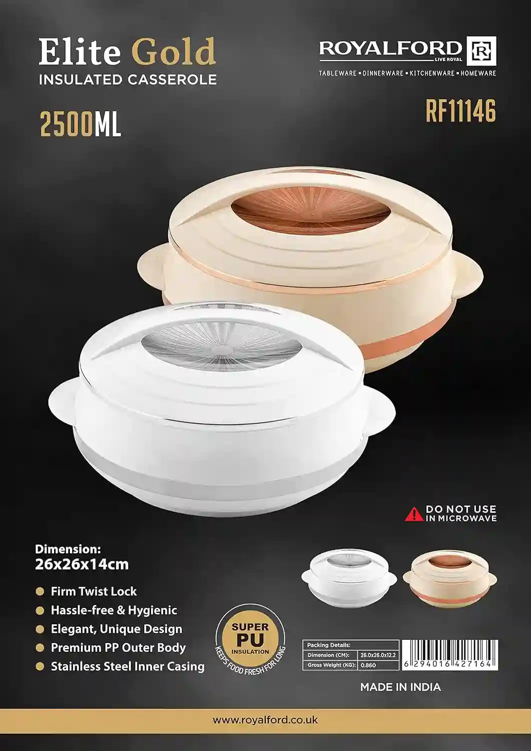 Elite Gold Insulated Casserole
