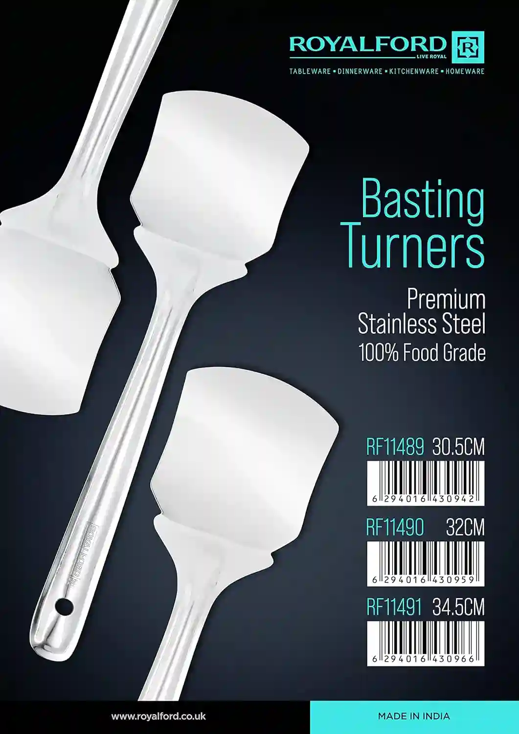 Royalford 32 CM Stainless Steel Basting Turner