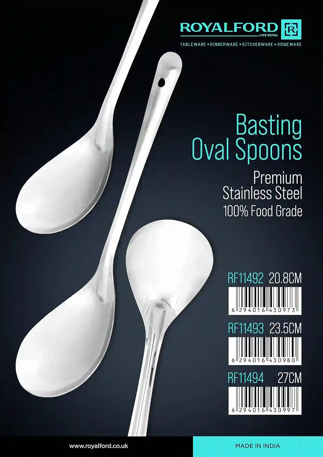 Royalford 27 CM  Steel Spoon