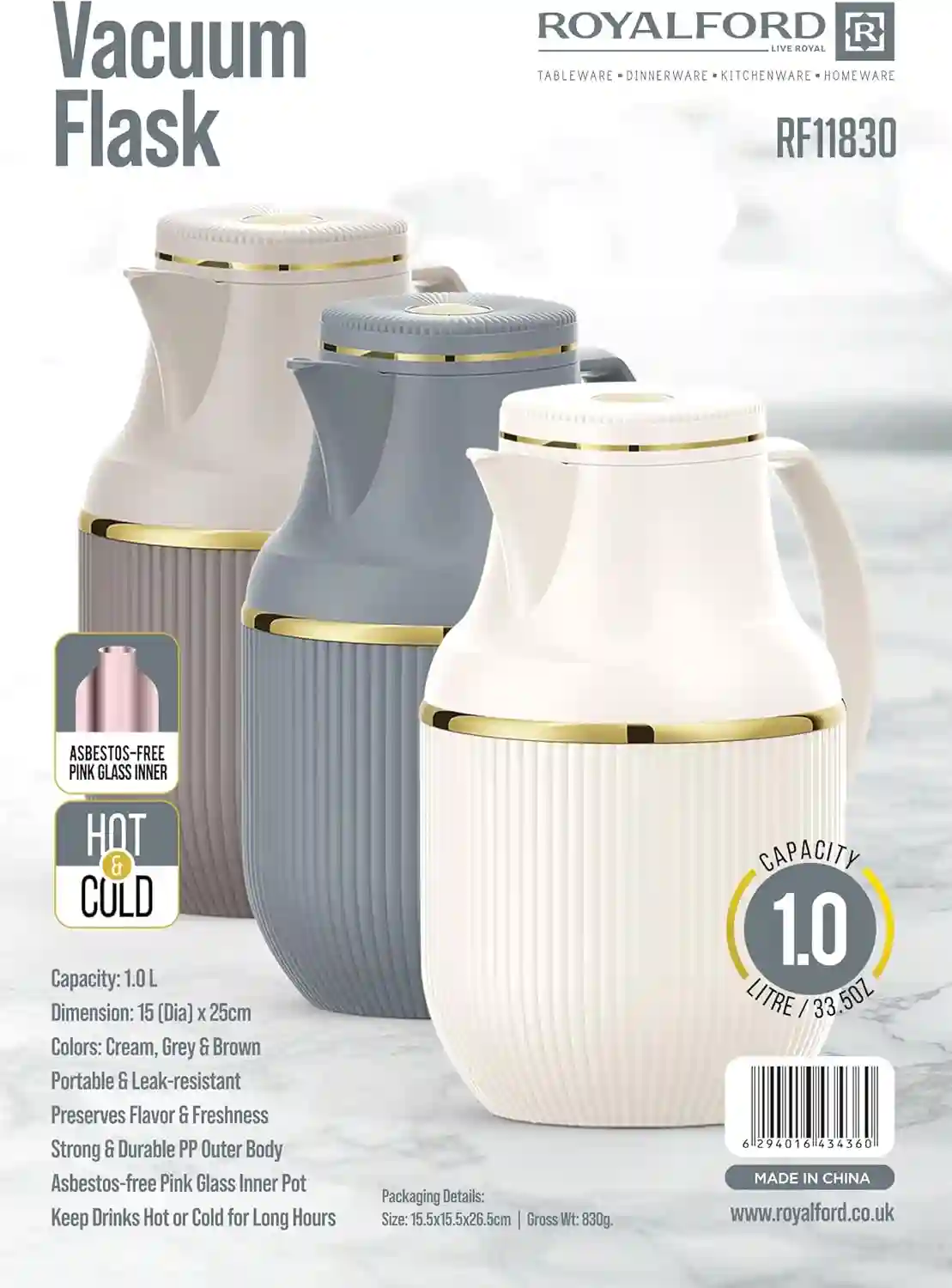 Royalford 1.0 L Vacuum Flask