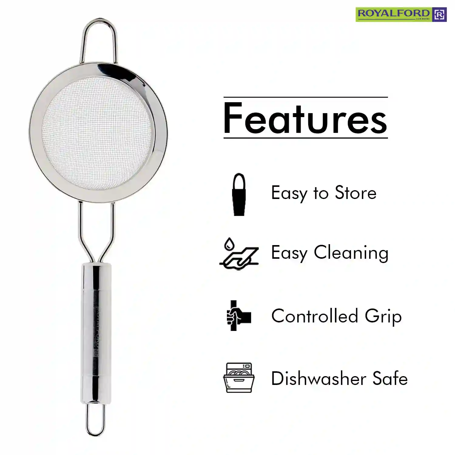 Royalford 20 cm Sink Strainer - Silver