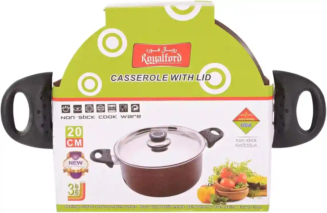 Royalford 20cm nonstick casserole with lid