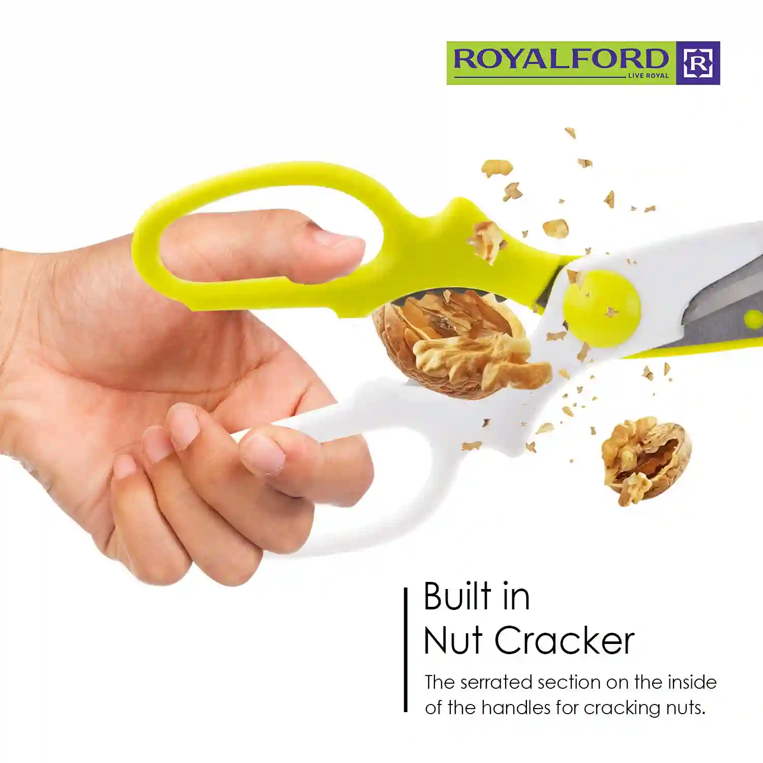 Royalford Professional Kitchen Scissors 2 in 1 Stainless steel