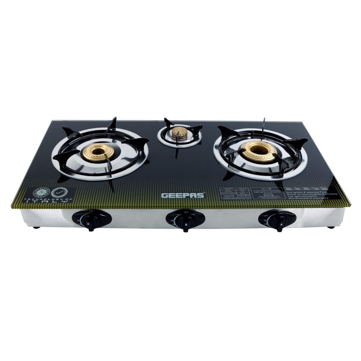 3BurnerGas Cooker/8Mm Glass/S/S Frame1x1
