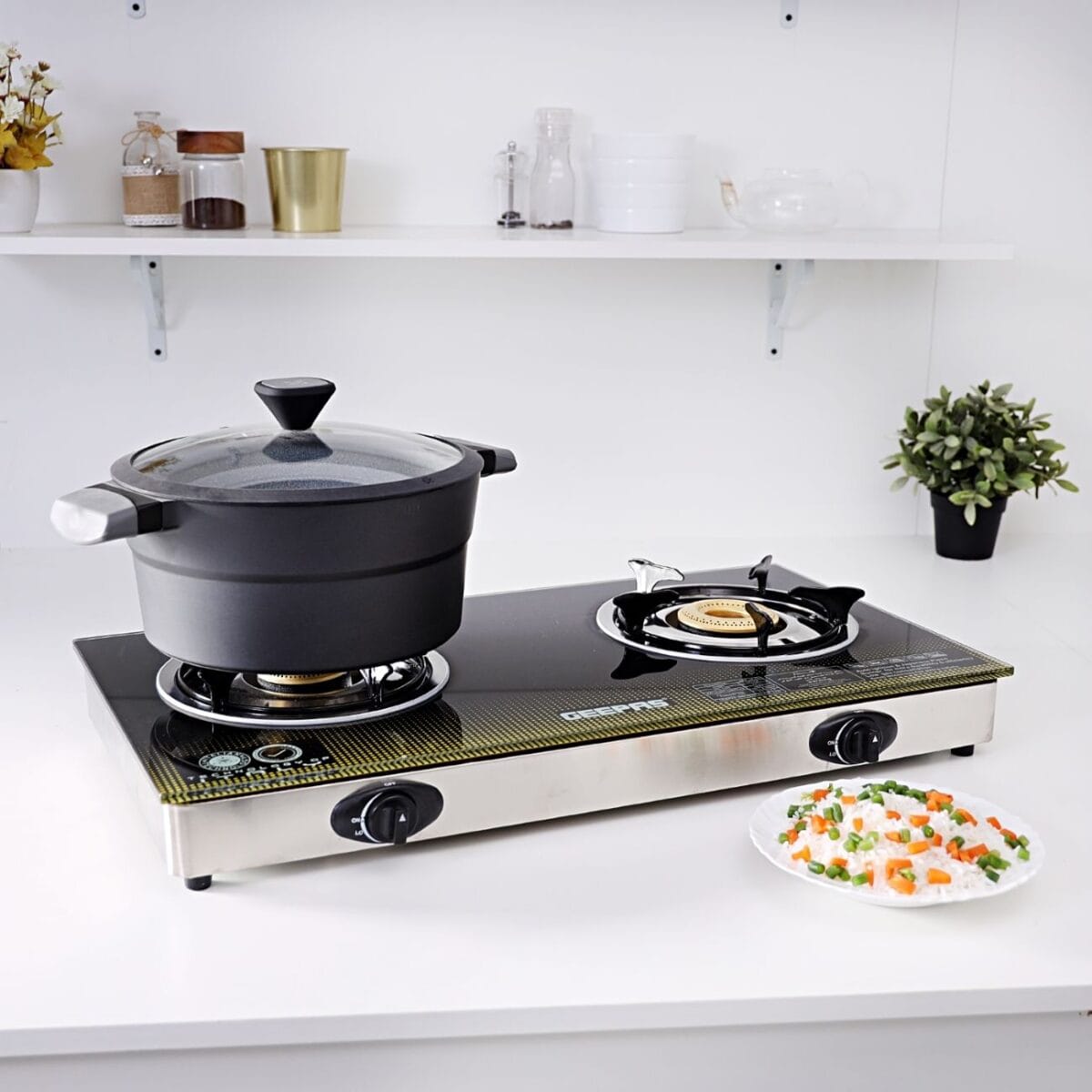 2Burnr/SS Frme&Tray/TmprdGls/Spcl Ind1x1