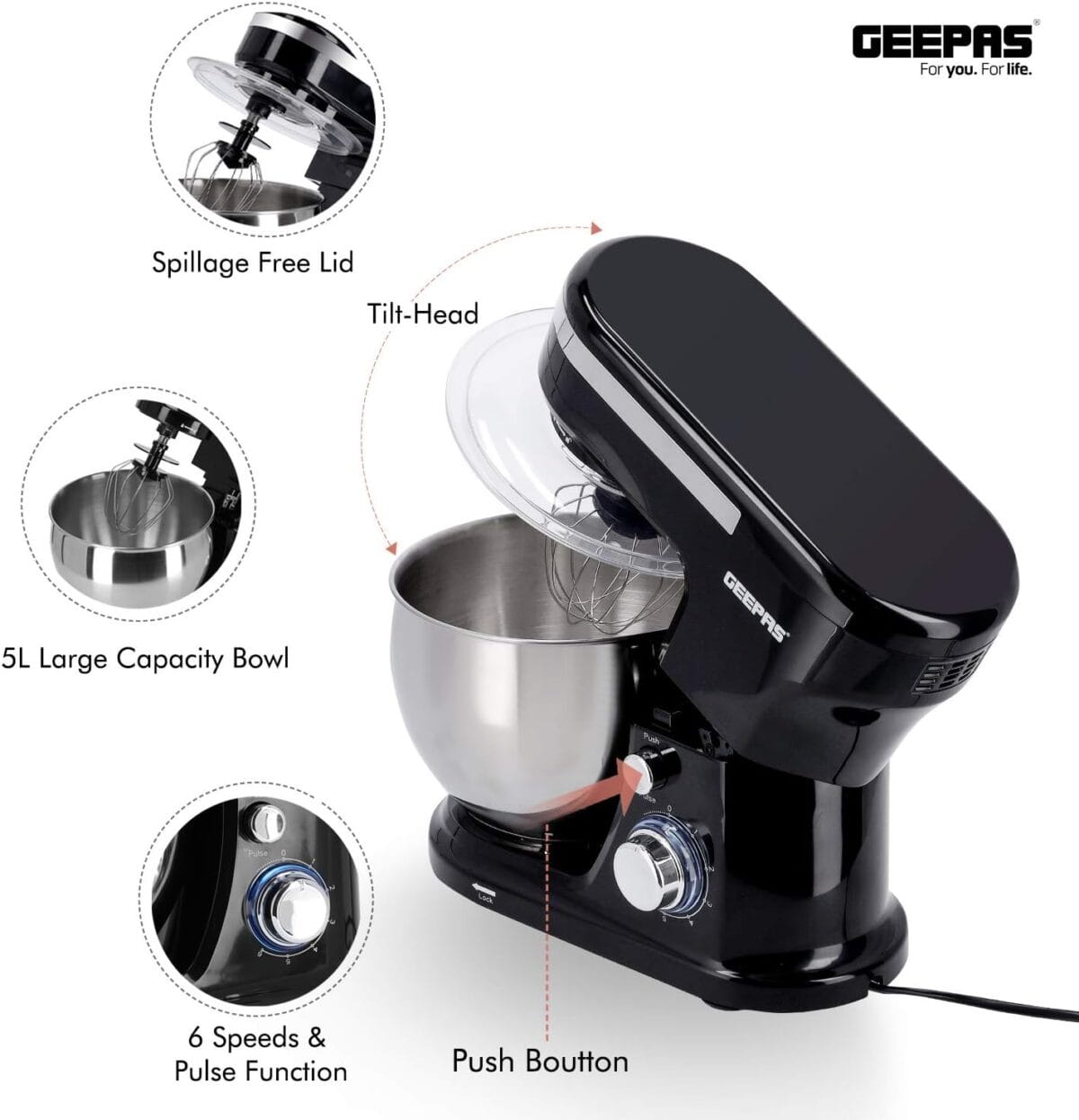 Stand Mixer/5Ltr SS Bowl/6Spd/1000w 1x1