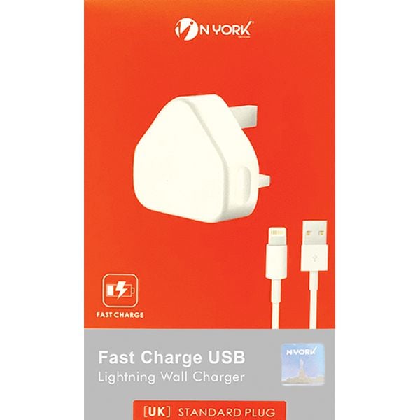 Nyork Wall Charger With Lightning Cable White