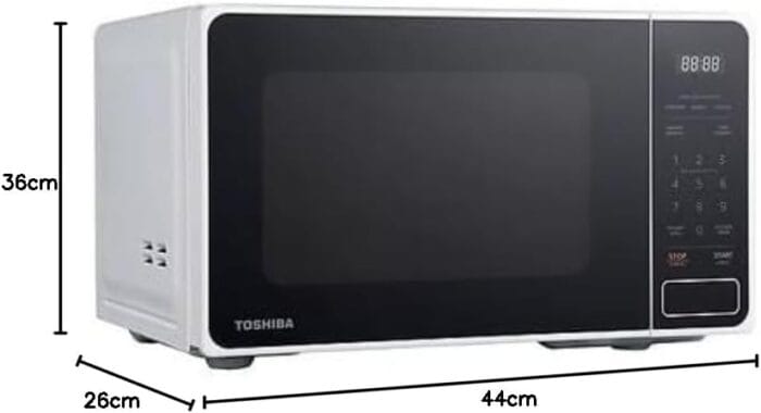 TOSHIBA 20 LTR MICROWAVE PUSH BUTTON DIGITAL, 800 WATS,WHITE