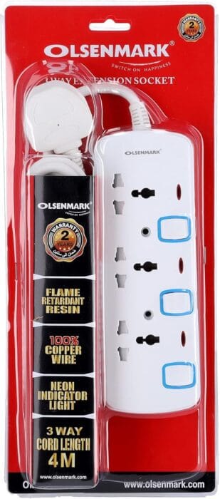 3Way Ext socket/3M/13Amp/Childprot 1X24