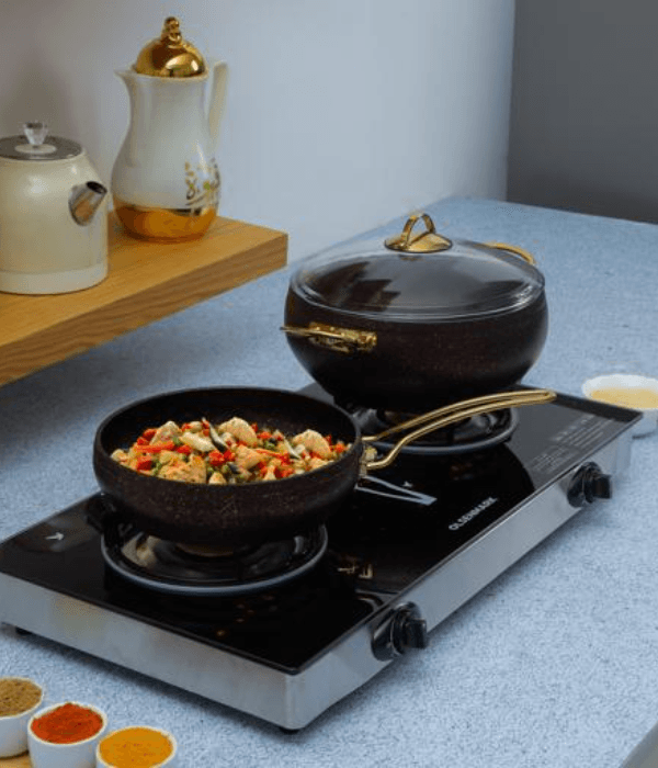 Tempered Glass 2Burner/Brass India1X1