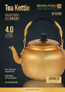 RoyalFord 4.0L Golden-Finish Aluminum Tea Kettle