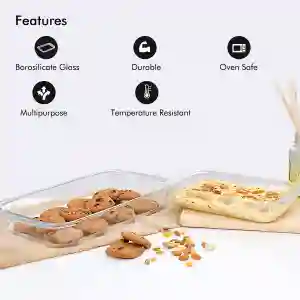 Royalford Glass Baking Tin Set -2Pcs2.2 &1L