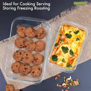 Royalford Glass Baking Tin Set -2Pcs2.2 &1L