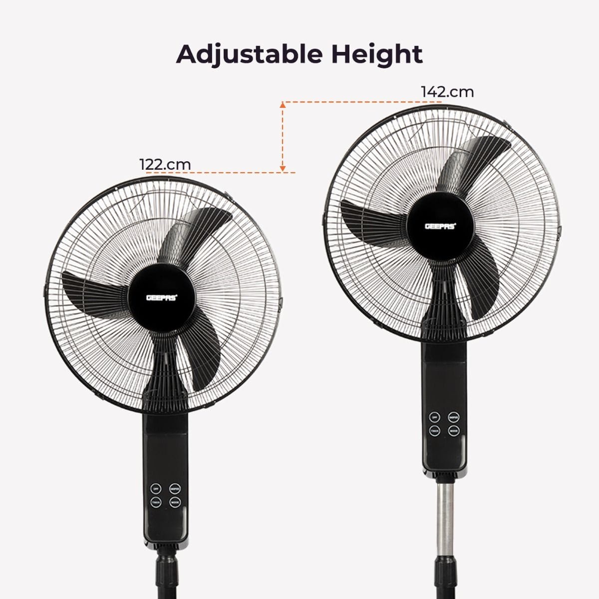 16"Stand Fan/Rmt/Multcolor Led Disply1x2