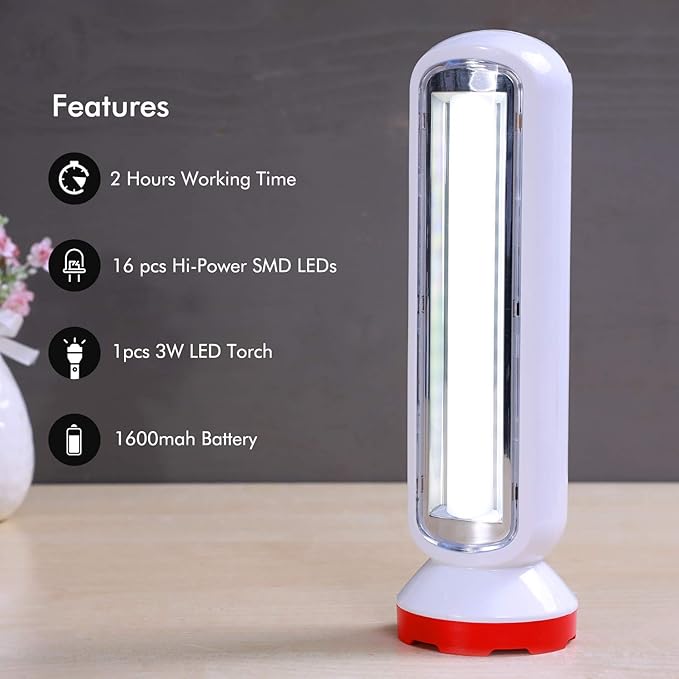 Rech Led Torch Wth EmrgnyLntrn/16Led1x40