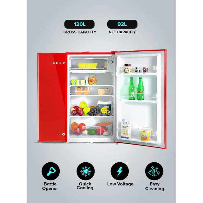 120L Refrigerator Retro Prmium Dsign Red