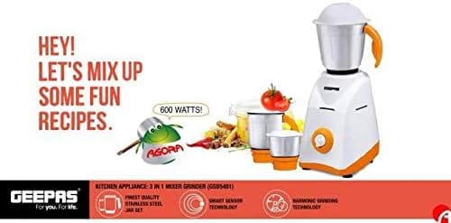 3In1 Mixer Grinder/S/s Jar Set/600W1X4