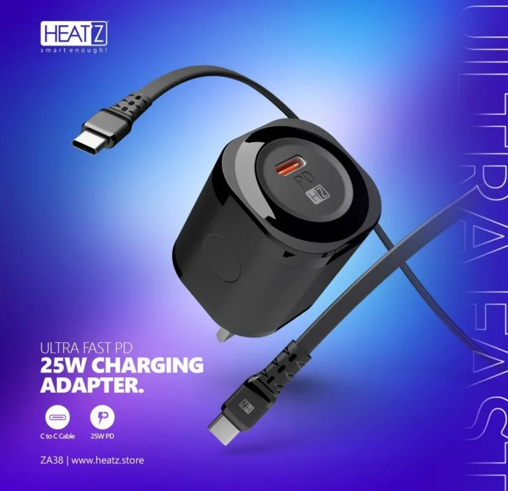 HEATZ ULTRA FAST 25W PD ADAPTER WITH C TO C CABLE