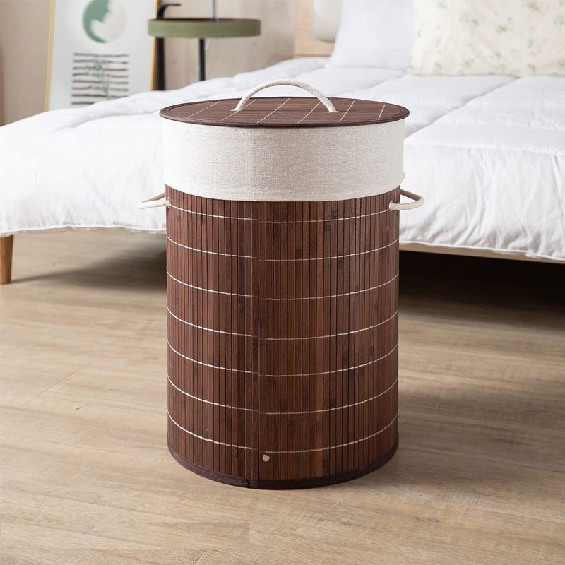 Foldable Bamboo Hamper (Round)1X6