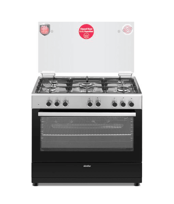 SIMFER 90x60 full safety, 5 GAS BURNER & ELECTRIC OVEN, Electric Oven, WITH FAN