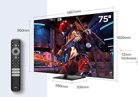 TCL 75"QLED  GANING GOOGLE TV/HDMI2.1/UHD RESOLUTION (3840x2160p) HDR PRO/