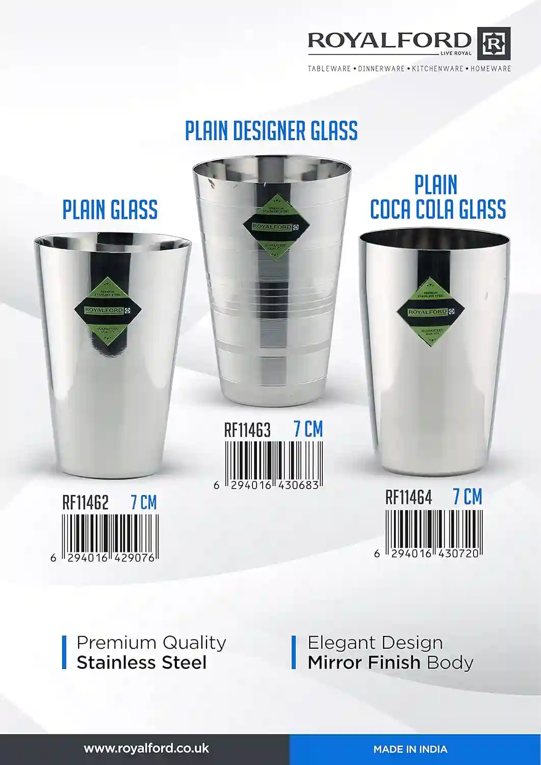 Royalford 7 CM Stainless Steel Plain Glass