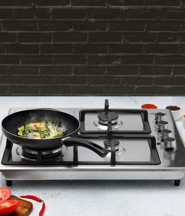 S/S 3 Gas Brnr & Elctrc Hot Plate Hob1x1