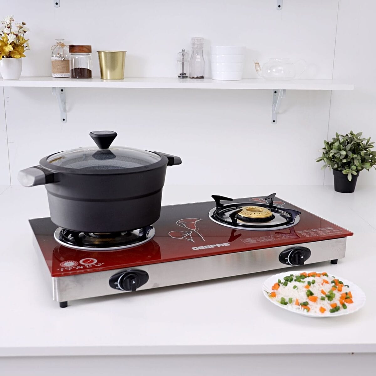 Double Burner/Glass/Ss Frame/Ind Bras1x1