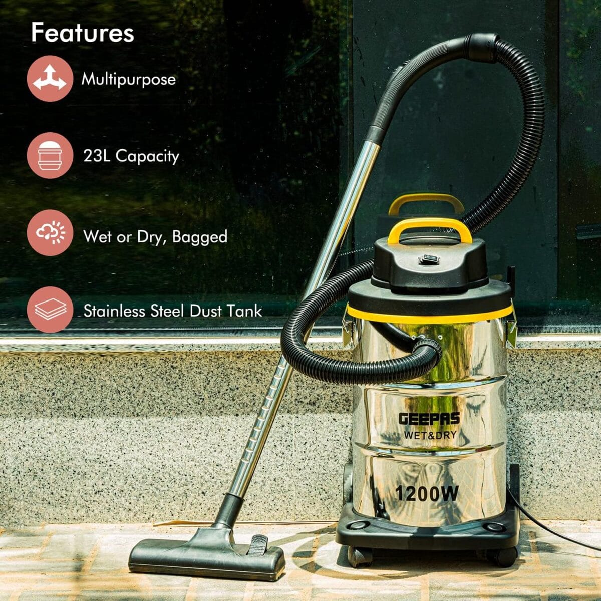 Wet&Dry S/S Vacuum Cleaner/23L/1200W1X1