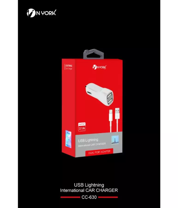 NYORK | USB Lightning International Car Charger Dual Port Adapter | CC-630