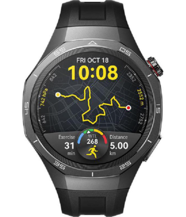 HUAWEI WATCH GT 5 PRO 46MM BLACK – BLACK FLUOROELASTOMER STRAP