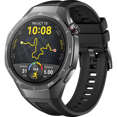HUAWEI WATCH GT 5 PRO 46MM BLACK – BLACK FLUOROELASTOMER STRAP