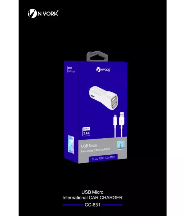 NYORK | USB Micro International Car Charger Dual Port 2.1A | CC-631