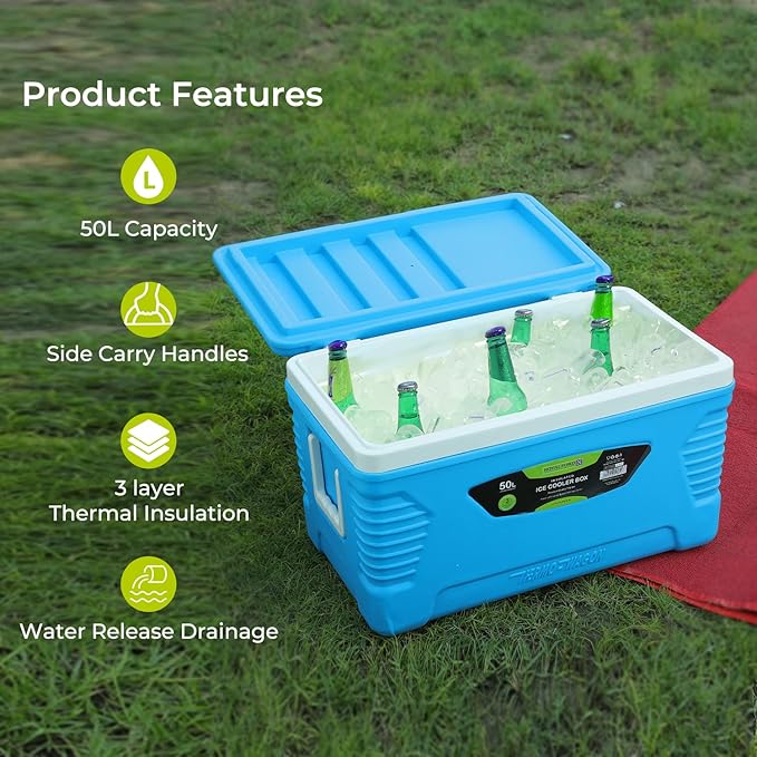 50L Insulated Ice Cooler Box/Red&Blue1X1