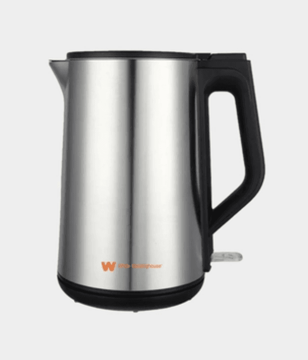 WWH STAINLESS STEEL KETTLE 2200W. 1.5L.  DOUBLE LAYER BODY. DRY BOIL PROTECTION