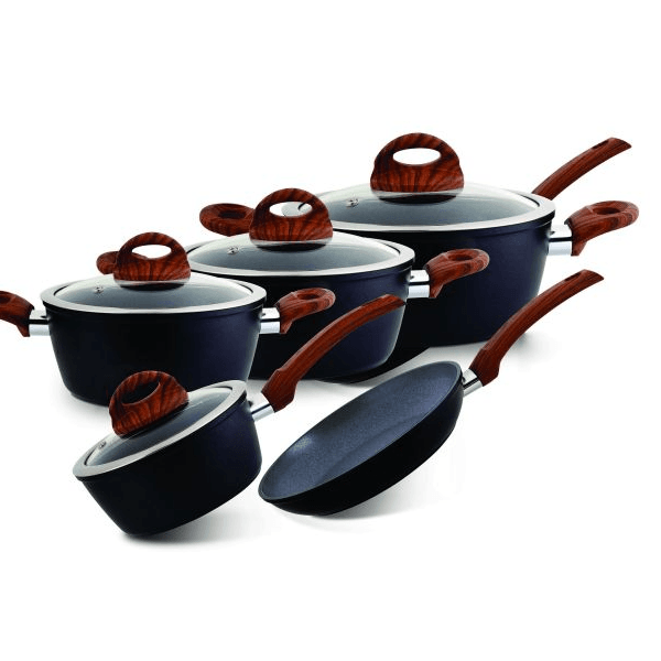 Royalford 9Pcs Aluminium Casserole Cookware Set with Glass Lids