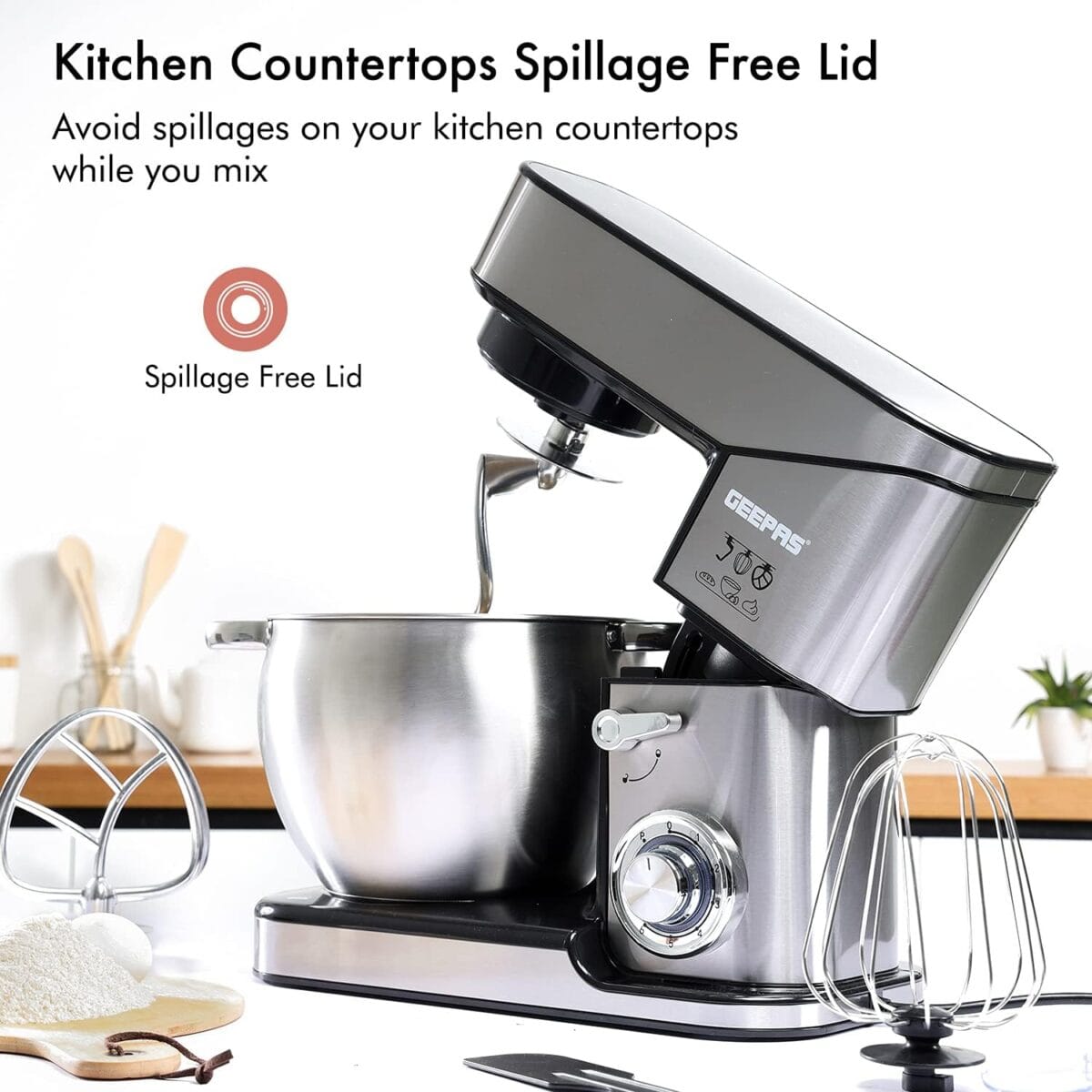 Geepas 2000W Stand Mixer 10L Stainless - Image 2