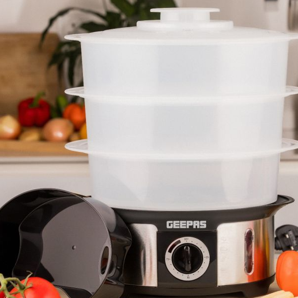Geepas GFS63025UK Food Steamer 12L Capacity - 3 Tiers