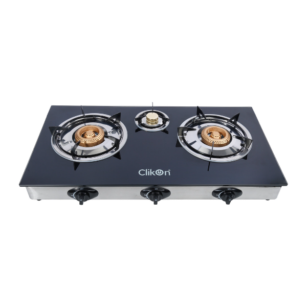 CLIKON 3 BURNER GLASS TOP GAS STOVE