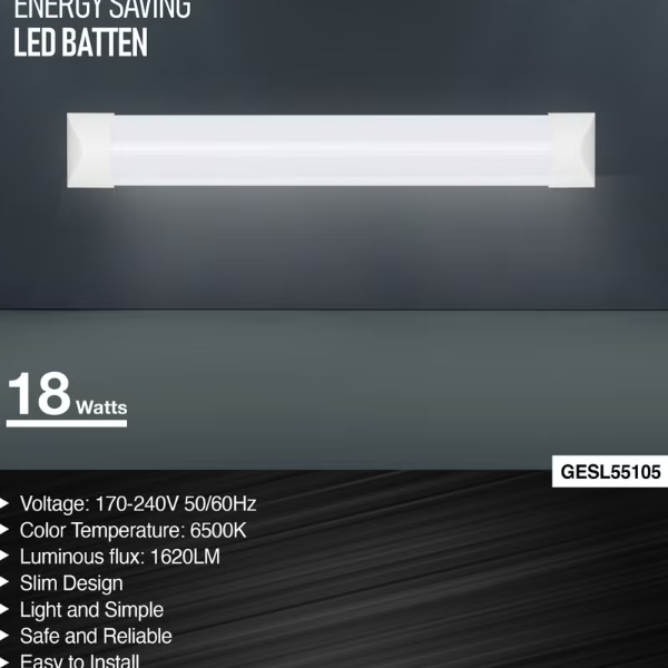Geepas 18 W Energy Saving LED Batten GESL55105,