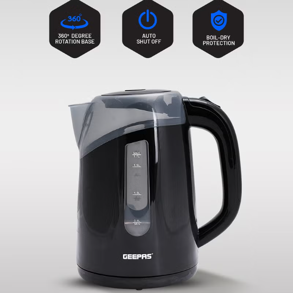 Geepas Electric Kettle, Plastic Water Kettle, Boil Dry Protection
